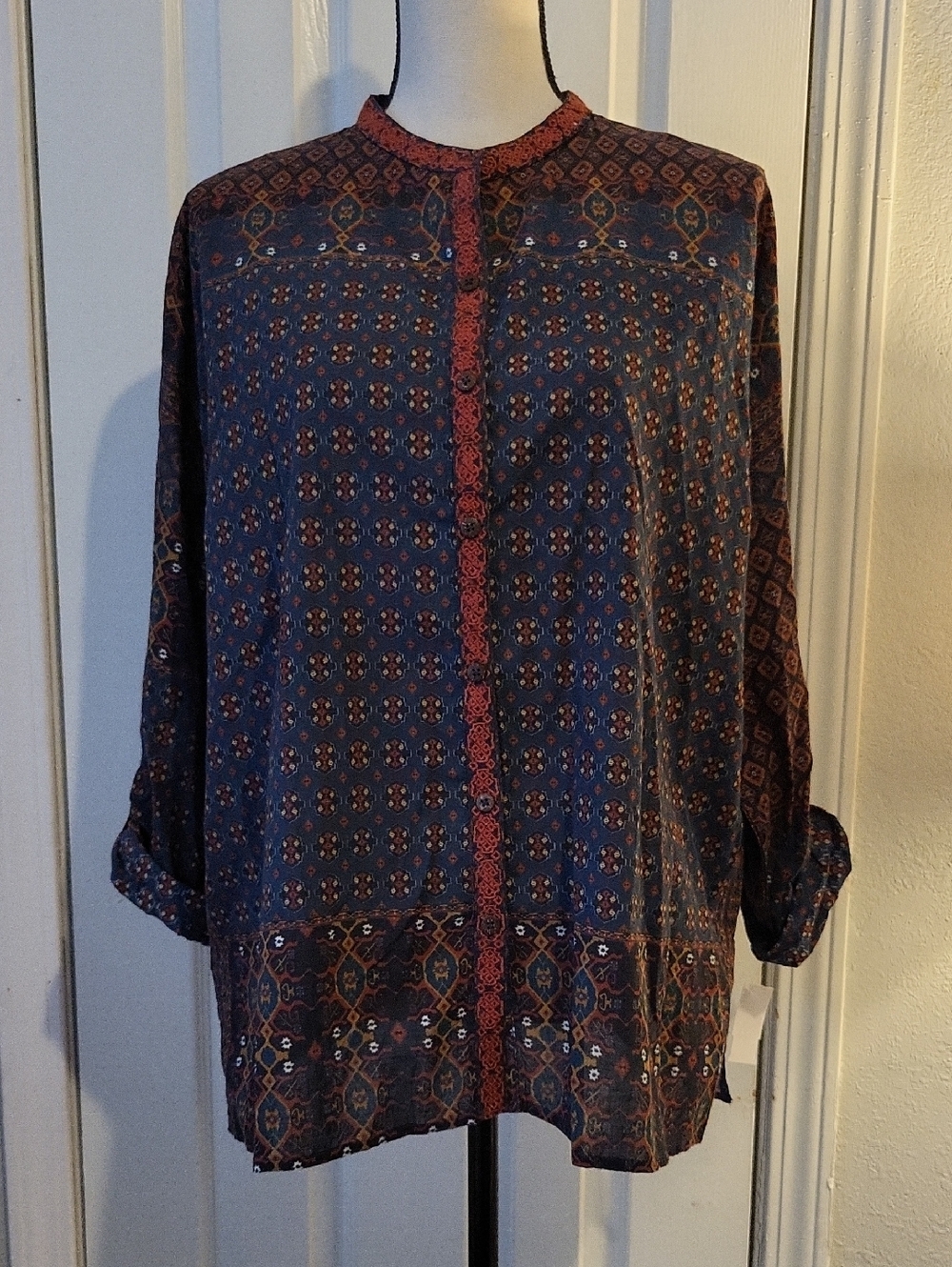 Love Kyla Embroidered Cotton Button-down "Aida" Blouse